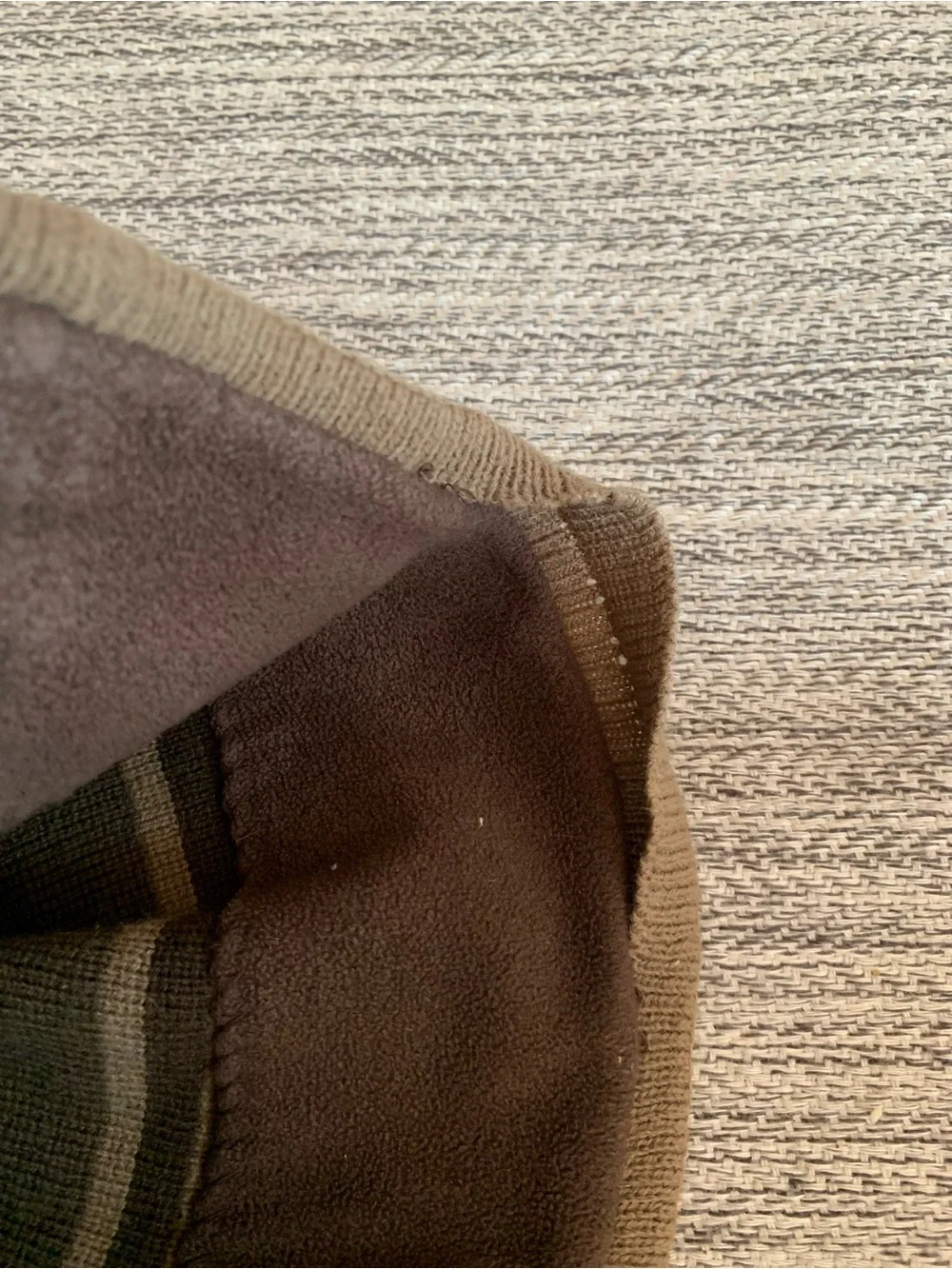 The North Face Striped Knit Beanie - Olive, Dark Brown & Cream
